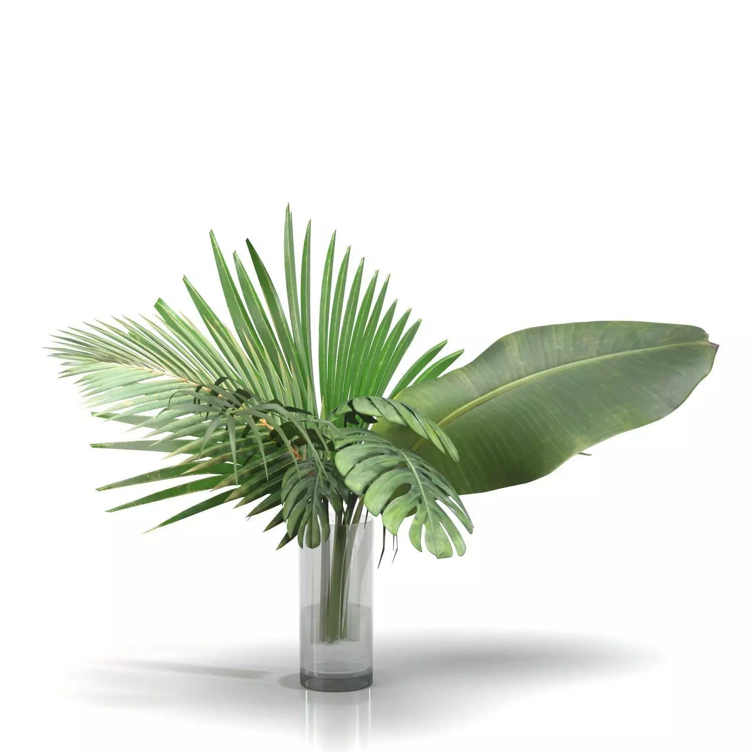 Artificial Faux And Plam Leaf In Vase PBR 3D model_0