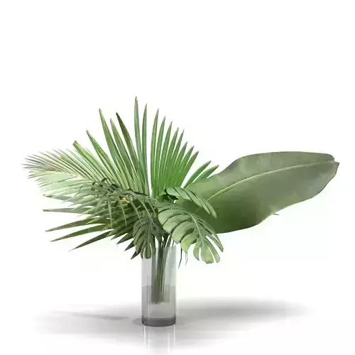 Artificial Faux And Plam Leaf In Vase PBR