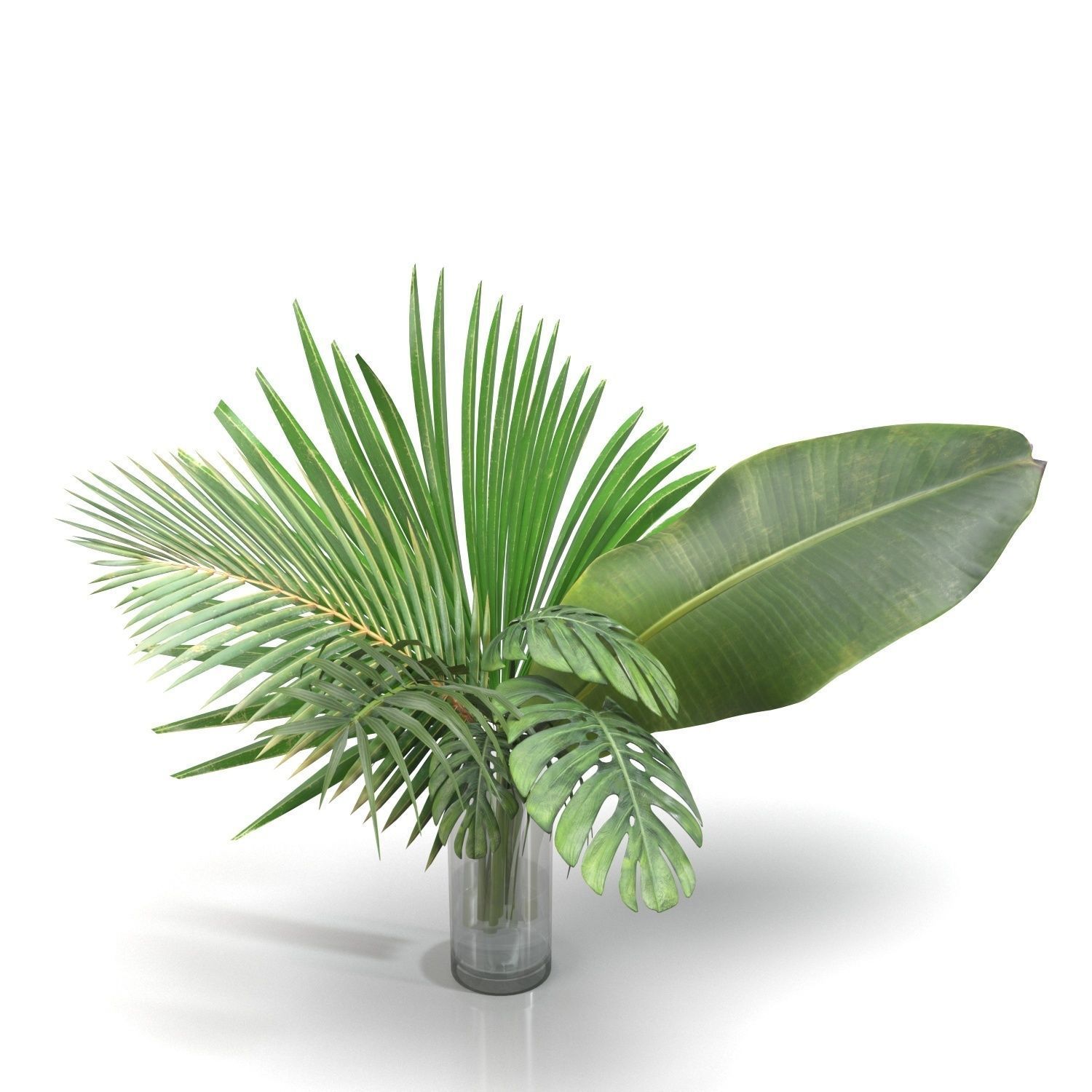 Artificial Faux And Plam Leaf In Vase PBR 3D model_2