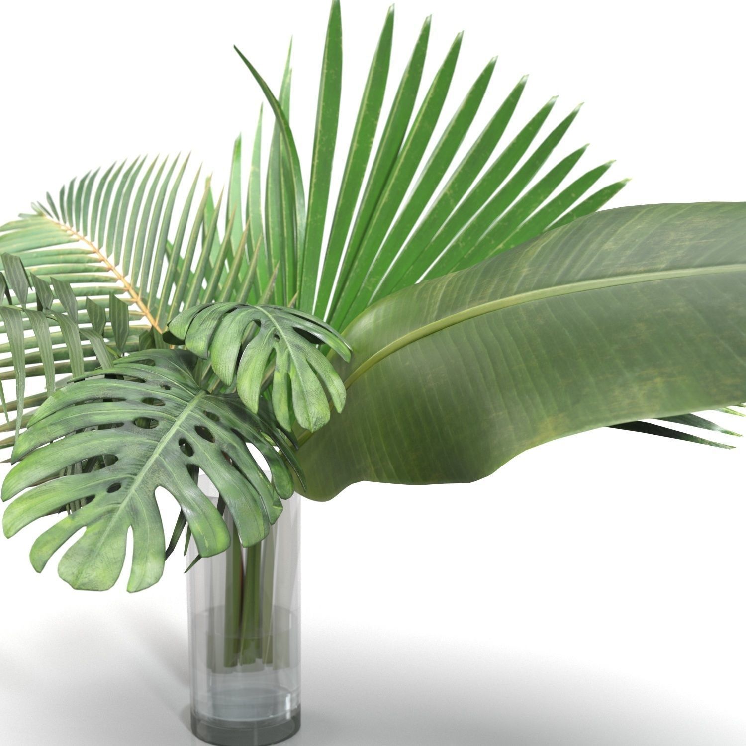 Artificial Faux And Plam Leaf In Vase PBR 3D model_3