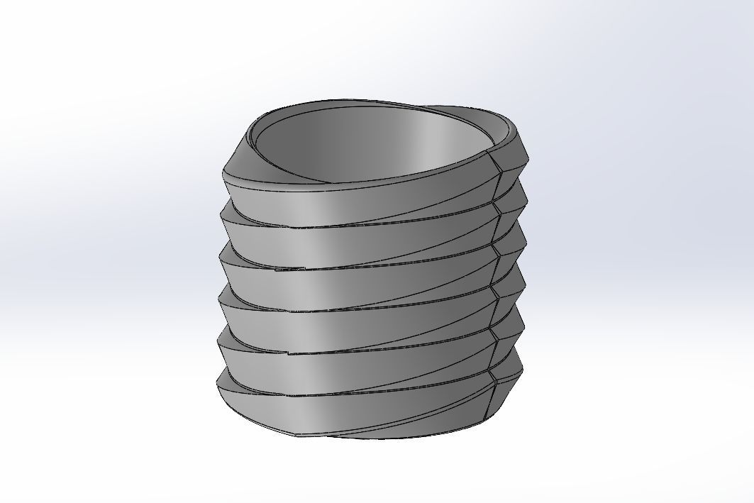 Thread pattern vase 3D print model_3