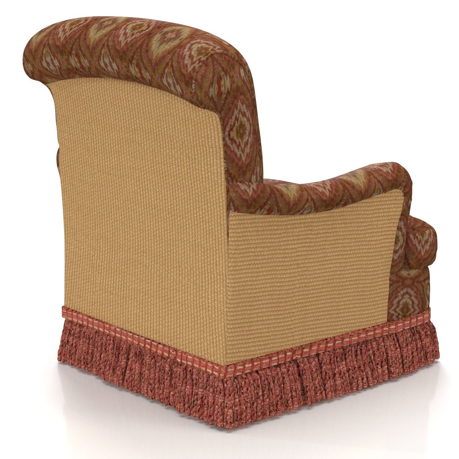Custom Roll Arm Fringe Chair 3D model_4