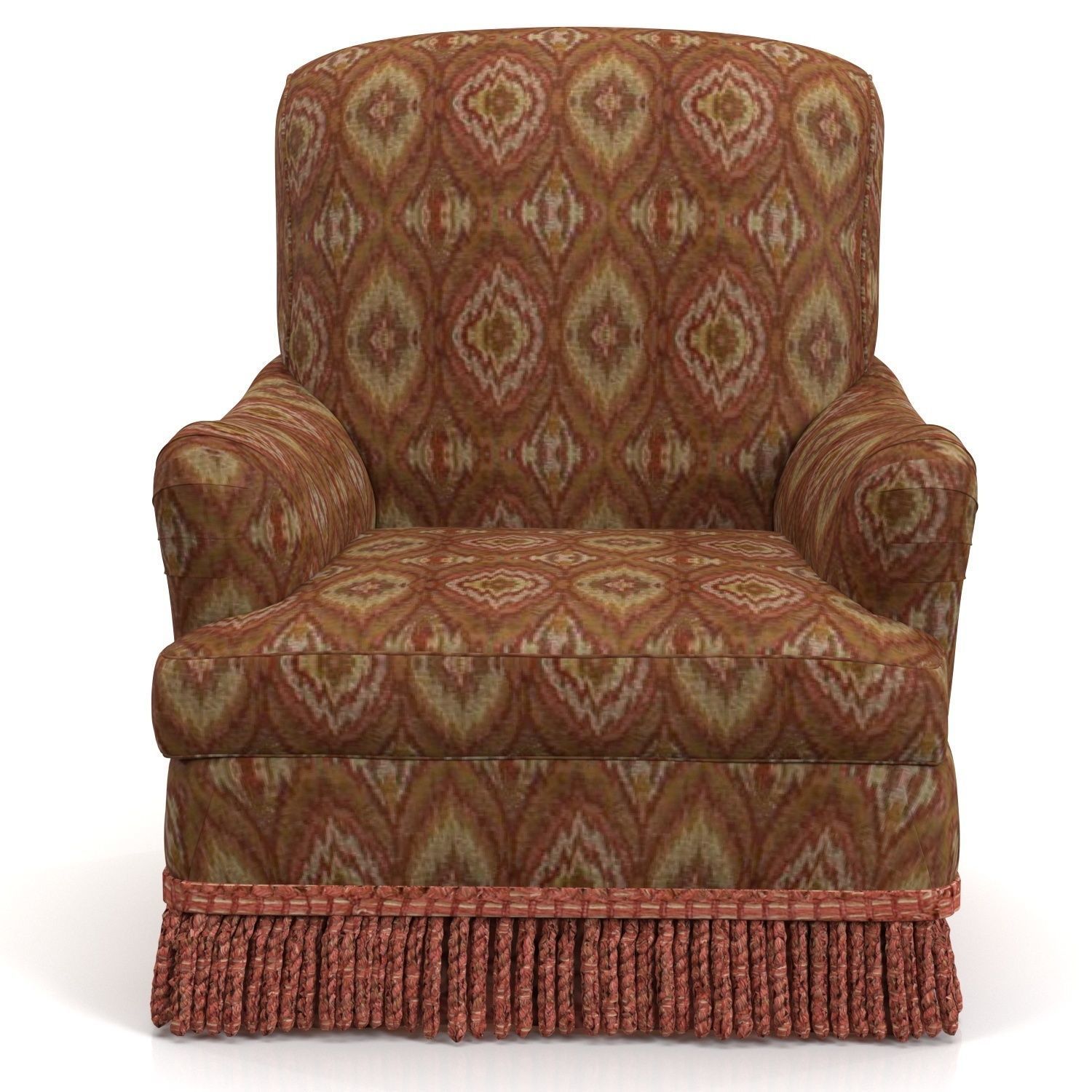 Custom Roll Arm Fringe Chair 3D model_2