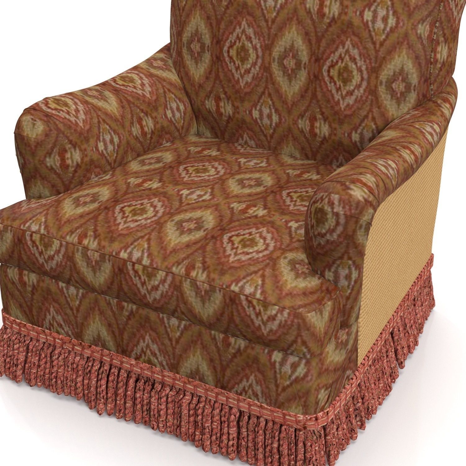 Custom Roll Arm Fringe Chair 3D model_3