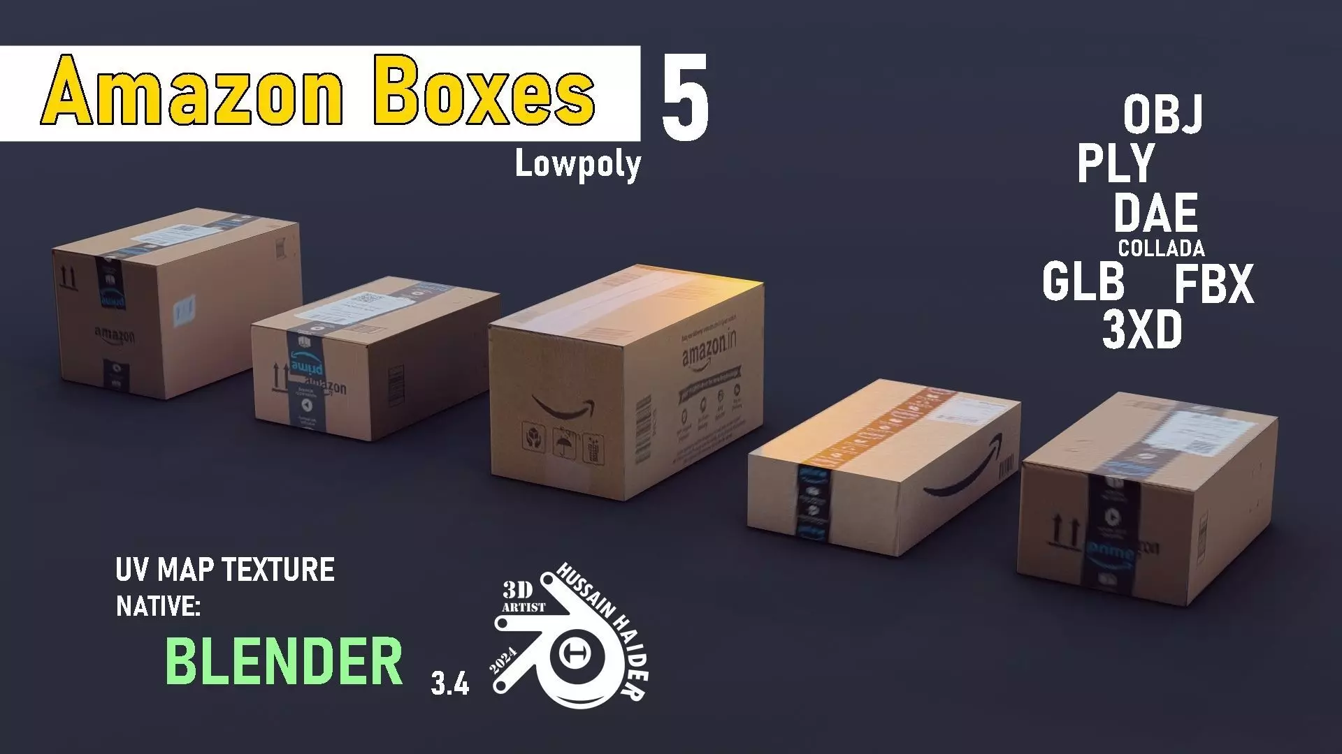 Amazon Boxes Free low-poly 3D model