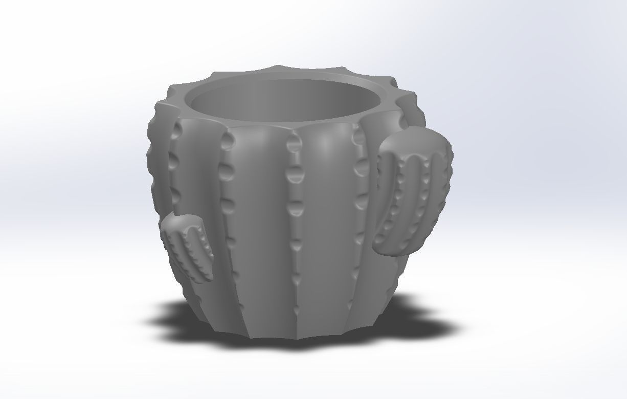 tall cactus pattern vase 3D print model_3