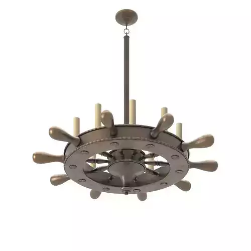 English Ship Wheel Chandelier PBR 3D model