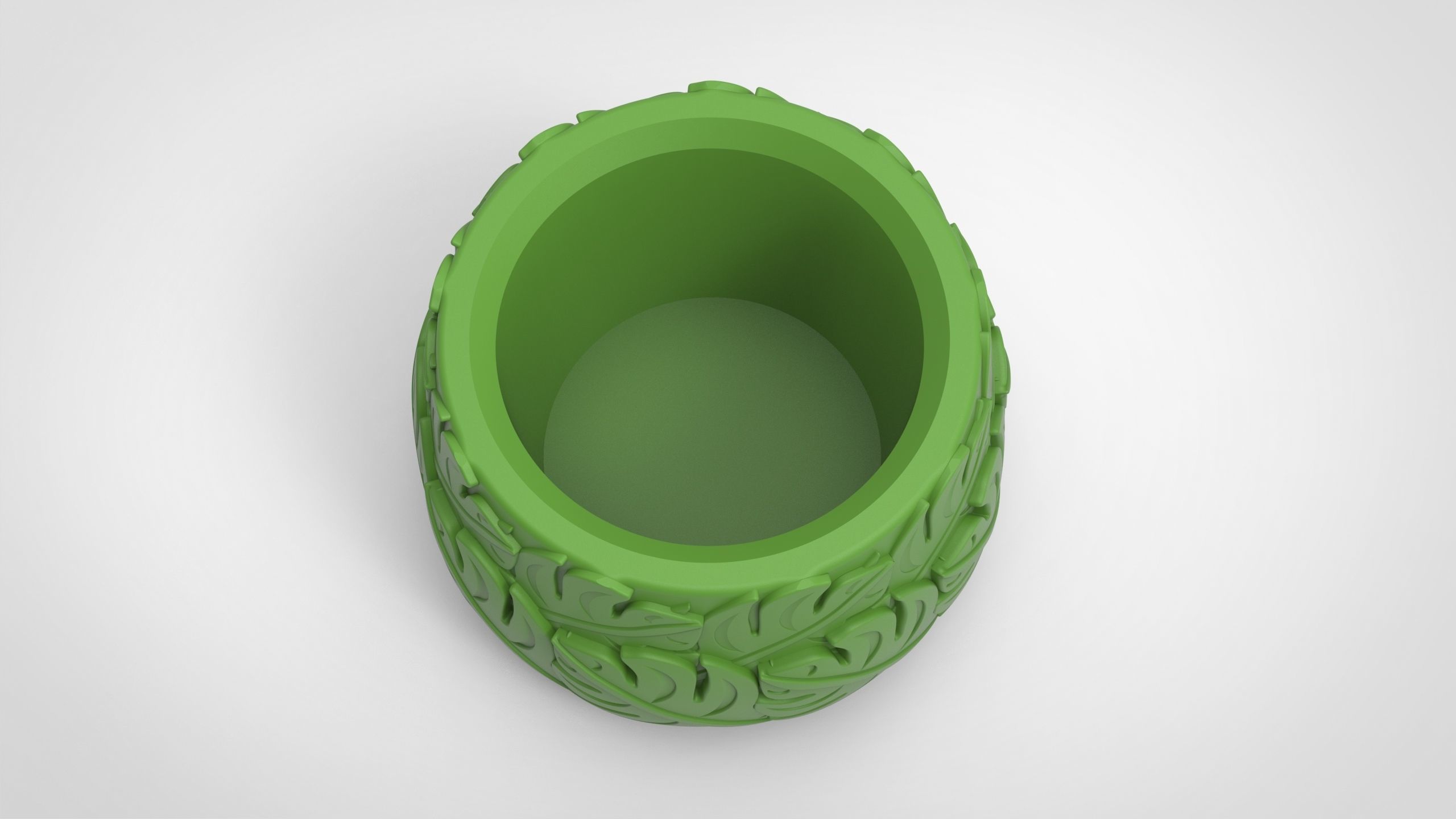 Monstera deliciosa texture vase 3D print model_1