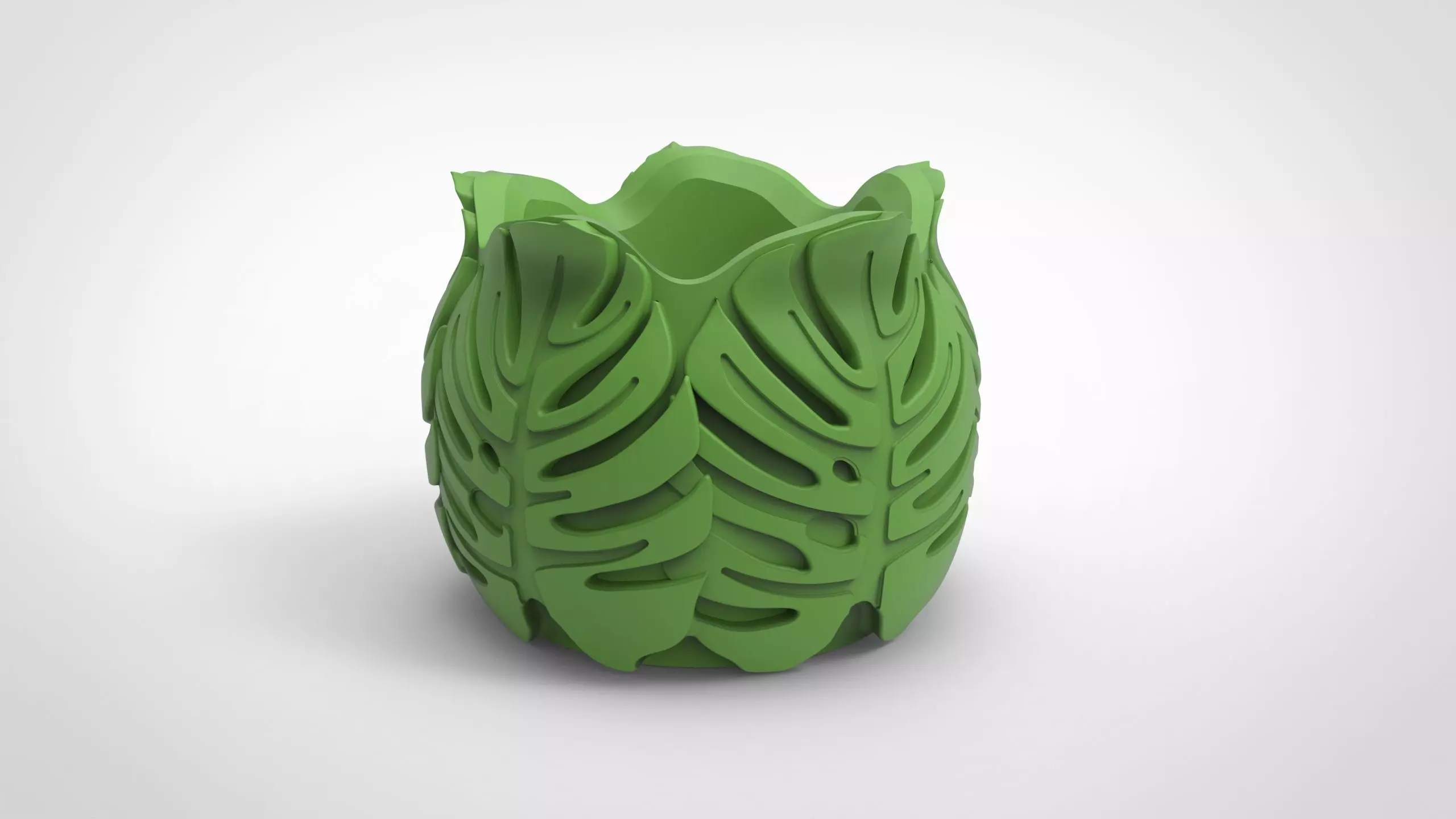 Monstera deliciosa texture vase 2 3D print model_0