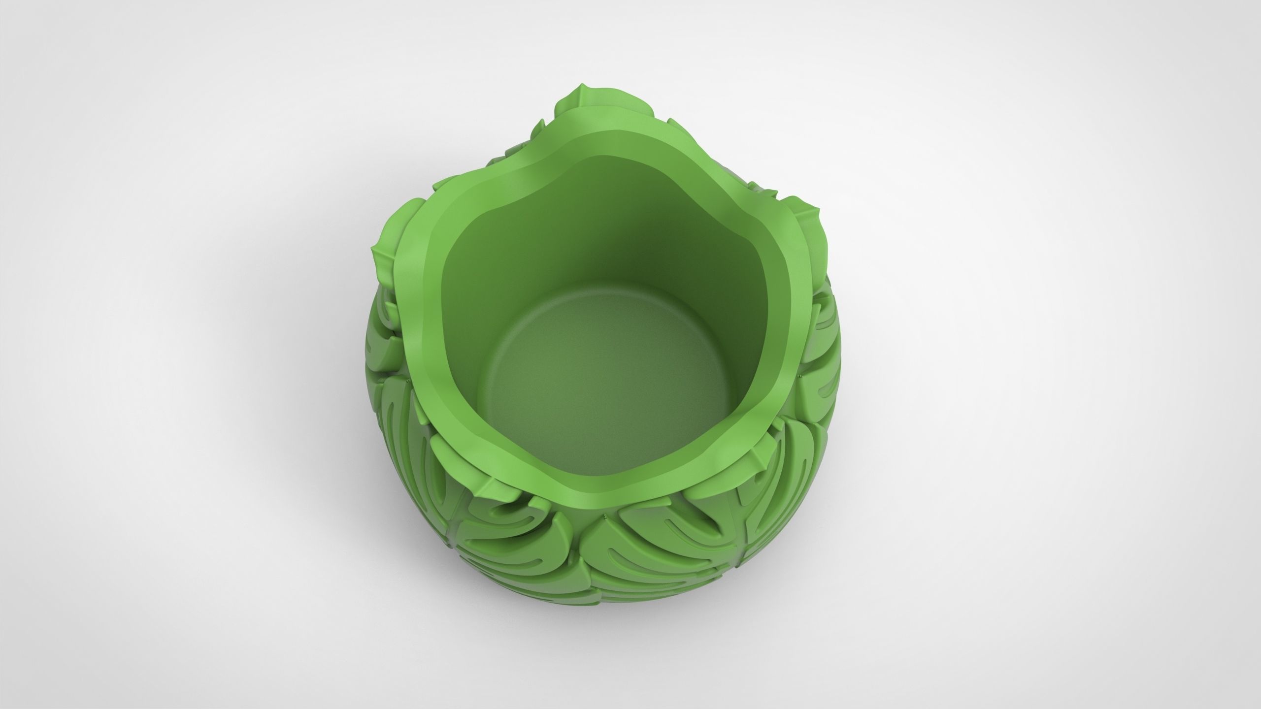 Monstera deliciosa texture vase 2 3D print model_1