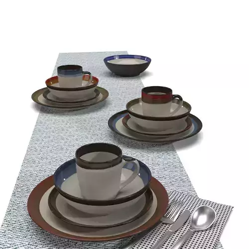 Gibson Elite Couture Bands Round Stoneware Dinnerware Set PBR
