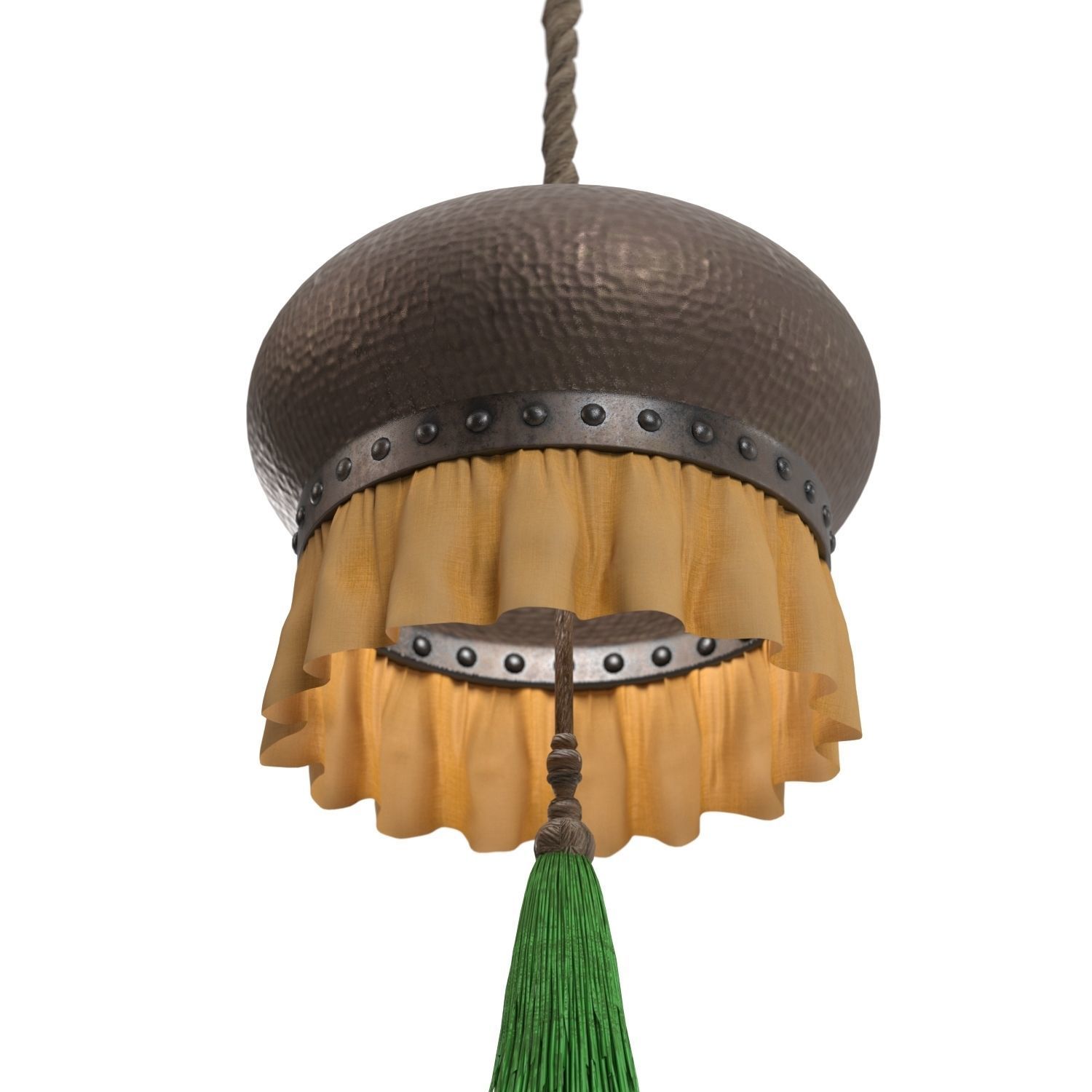Hamared Metal Body With Lower Fabric Skirt Hanging Light PBR 3D model_3
