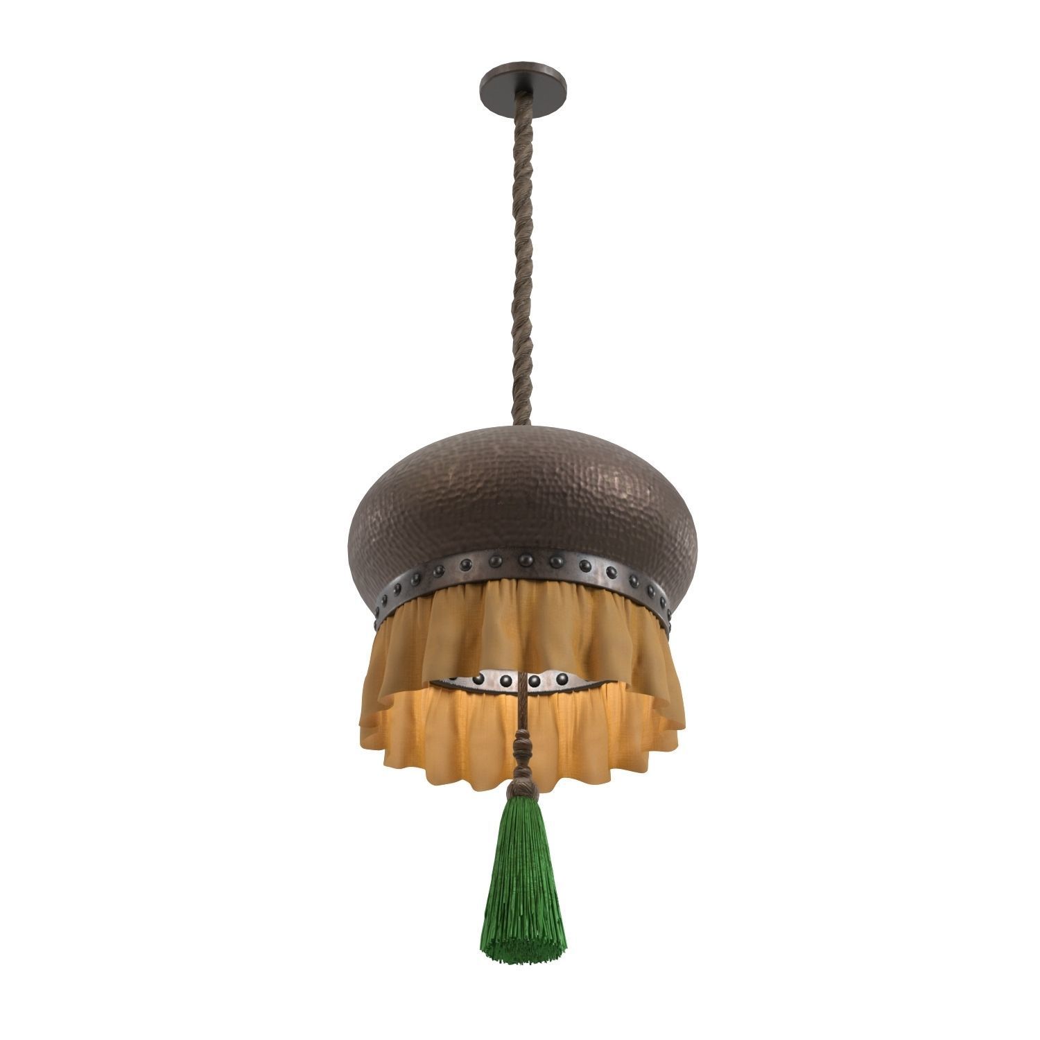 Hamared Metal Body With Lower Fabric Skirt Hanging Light PBR 3D model_4