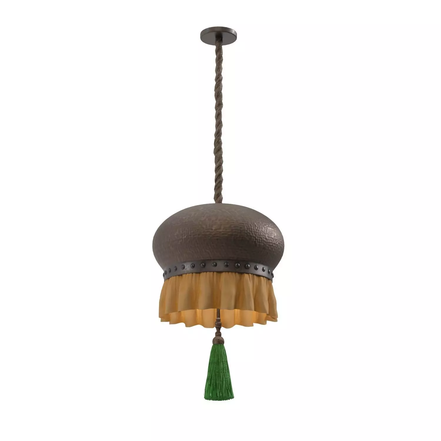 Hamared Metal Body With Lower Fabric Skirt Hanging Light PBR 3D model_0