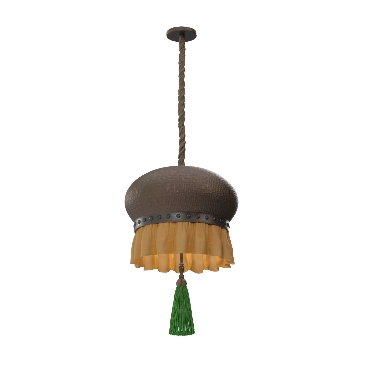 Hamared Metal Body With Lower Fabric Skirt Hanging Light PBR 3D model_1