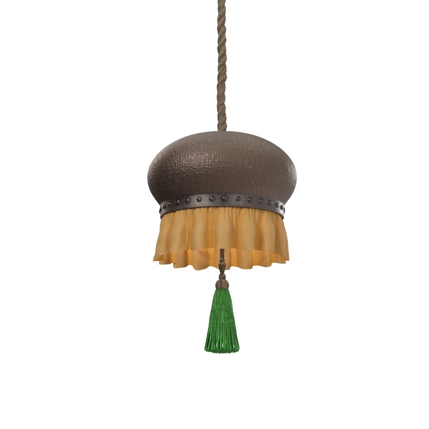 Hamared Metal Body With Lower Fabric Skirt Hanging Light PBR 3D model_2