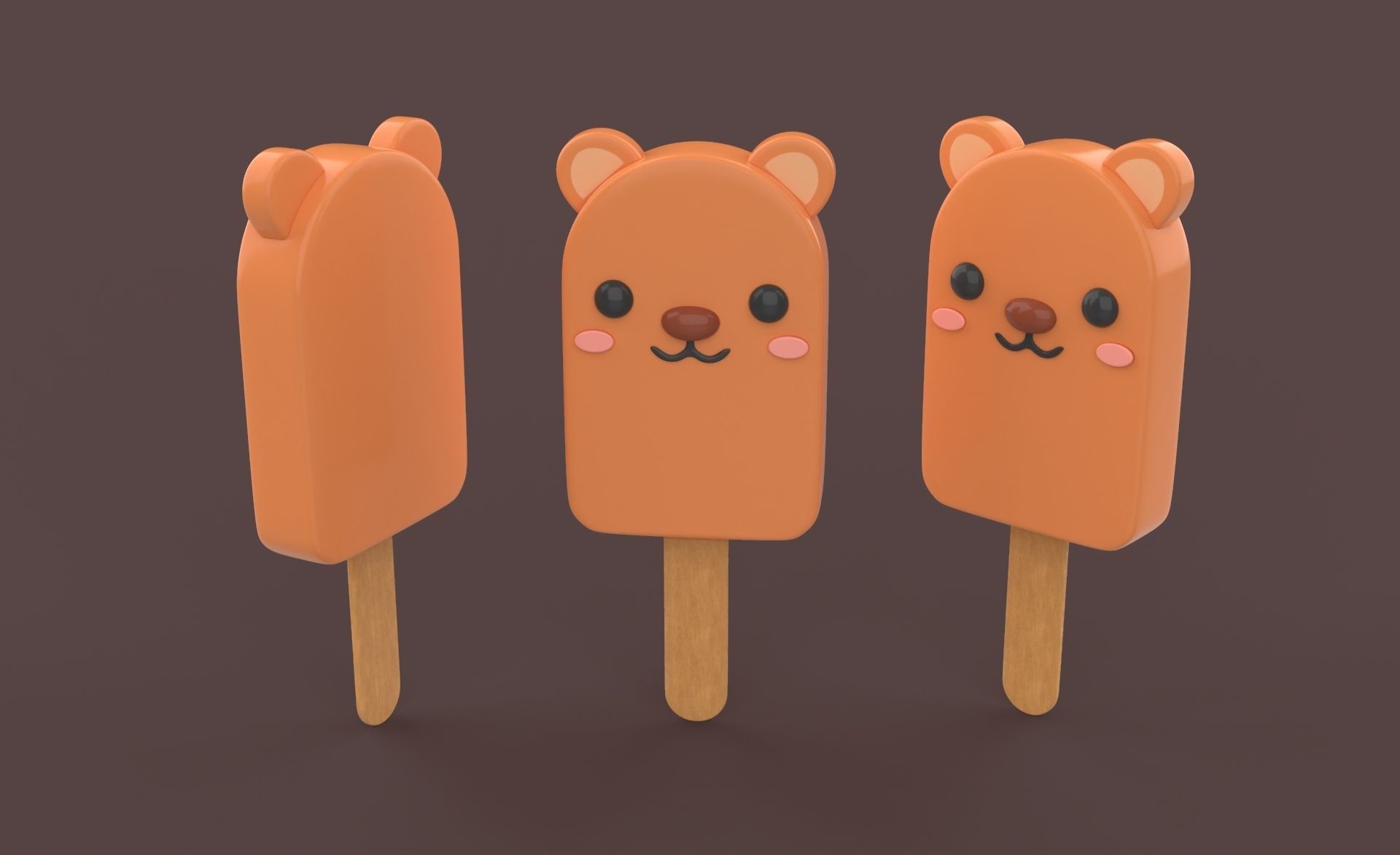 Cartoon Bear Ice Cream Cute  Low-poly 3D model_7