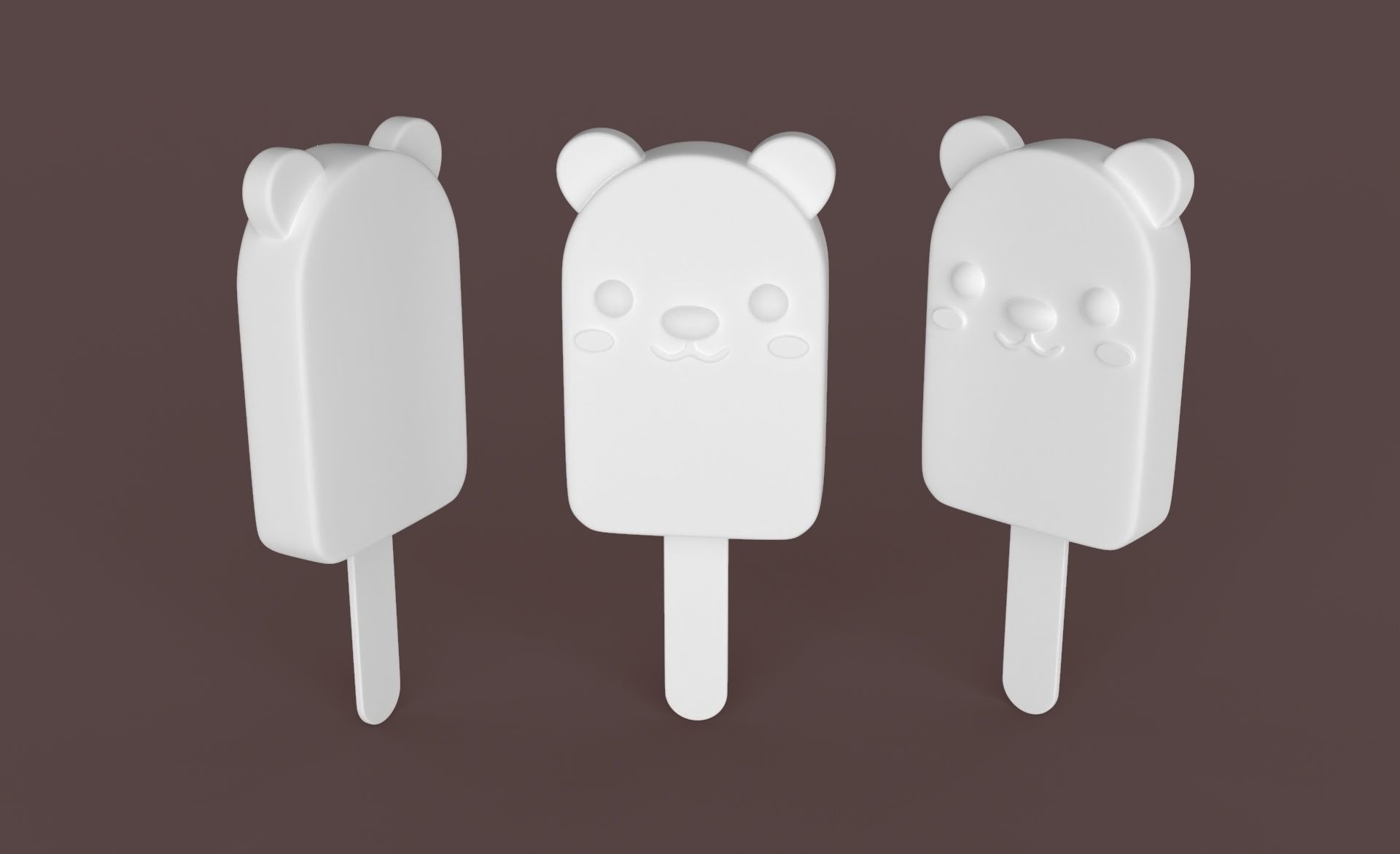 Cartoon Bear Ice Cream Cute  Low-poly 3D model_23