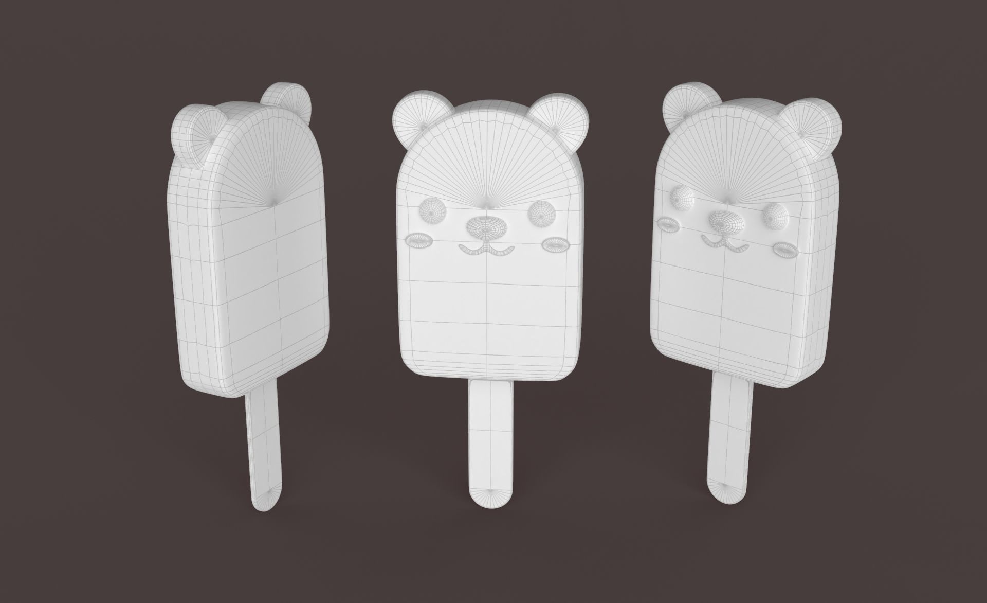 Cartoon Bear Ice Cream Cute  Low-poly 3D model_9