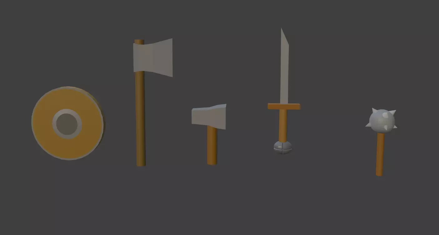 Midieval weaponds Free low-poly 3D model