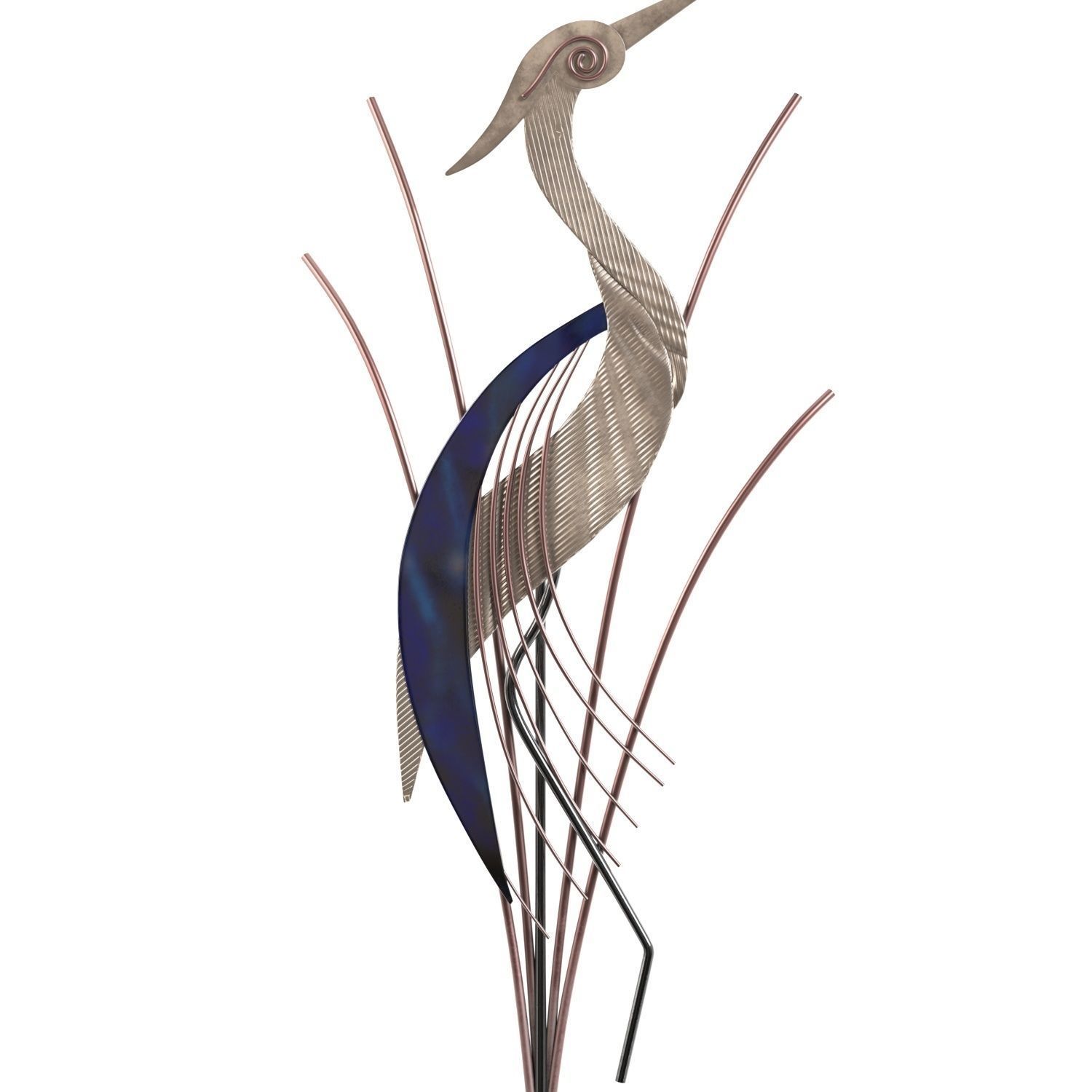 Heron Bird With Head Raised 38 Inch High Metal Wall Art PBR 3D model_3