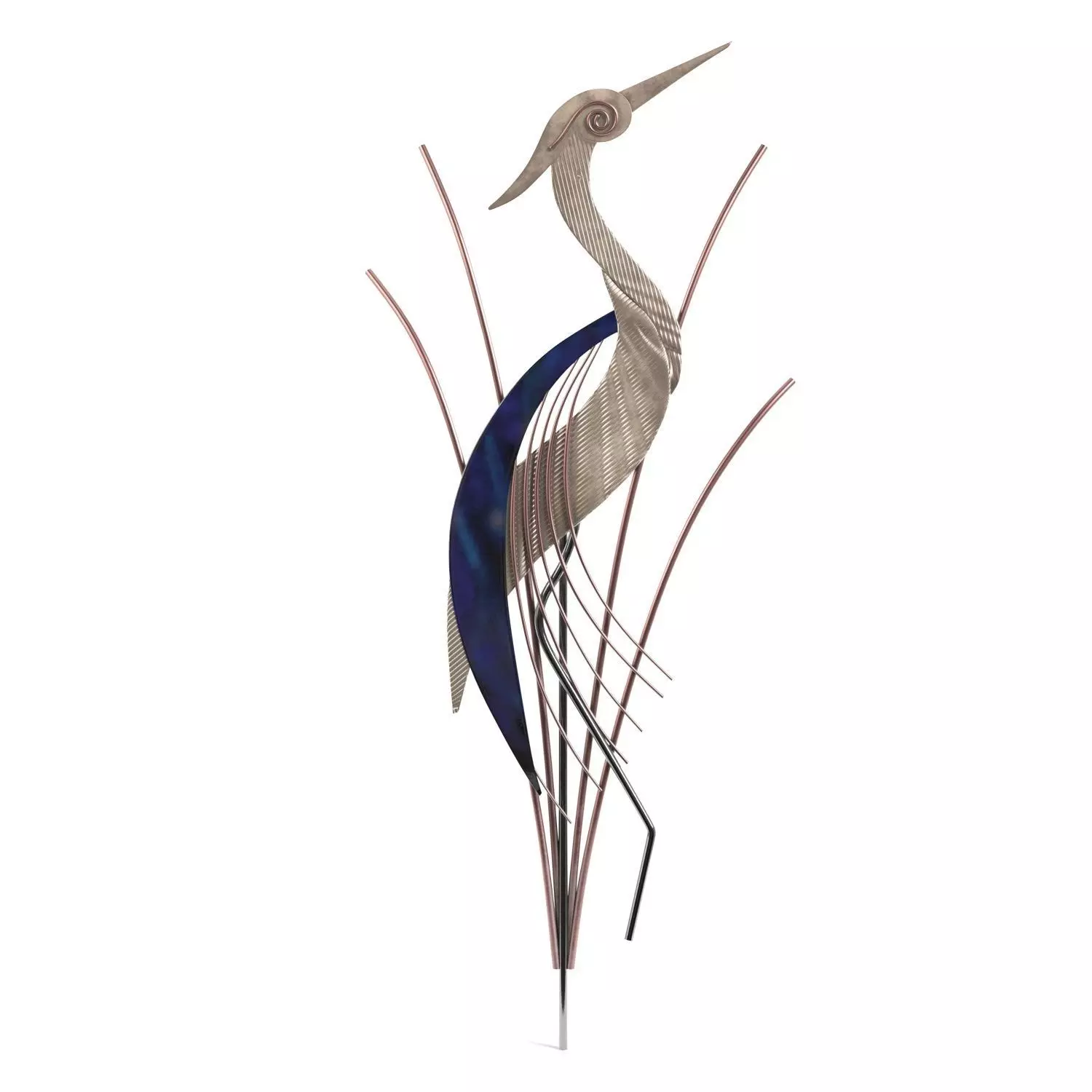 Heron Bird With Head Raised 38 Inch High Metal Wall Art PBR 3D model_0