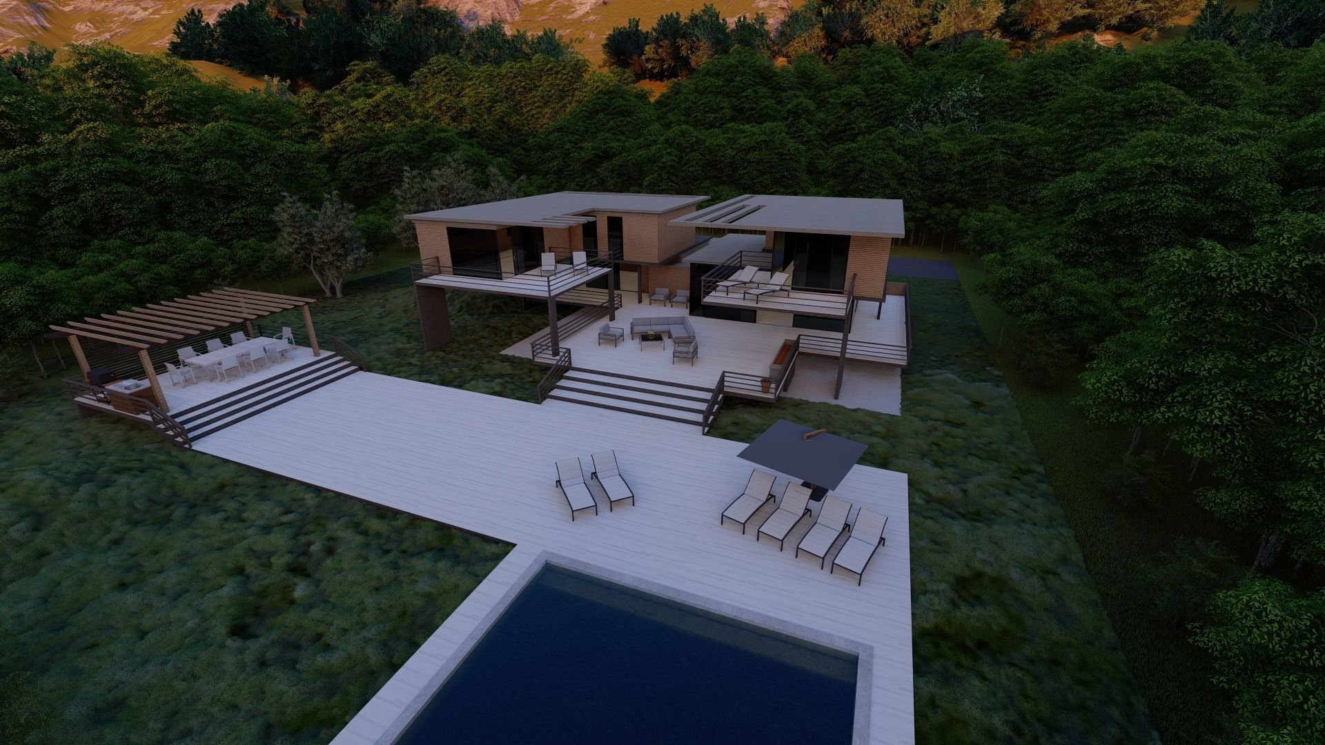 Casa Scene-villa-modern house 3D model_4