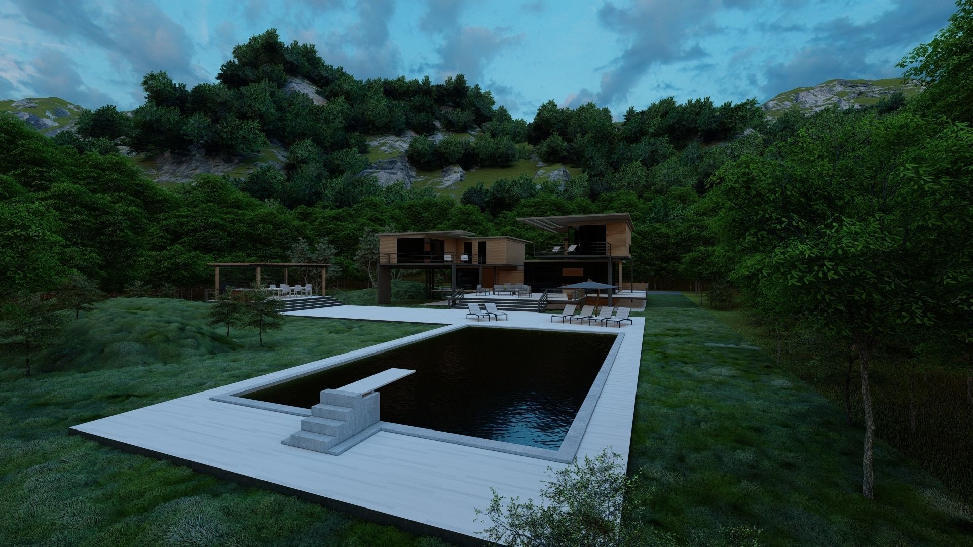 Casa Scene-villa-modern house 3D model_27