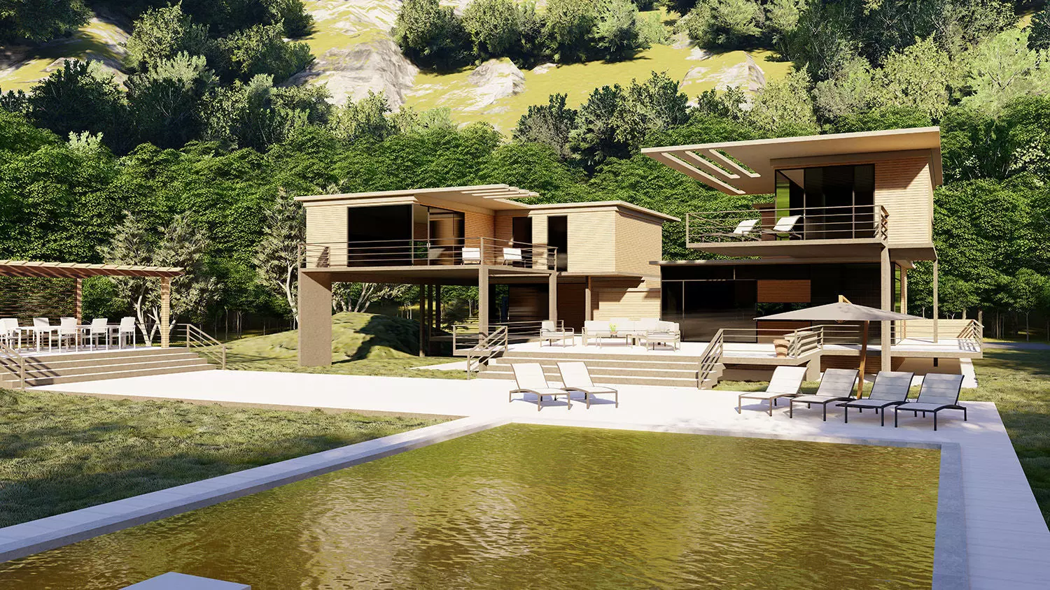 Casa Scene-villa-modern house 3D model_0