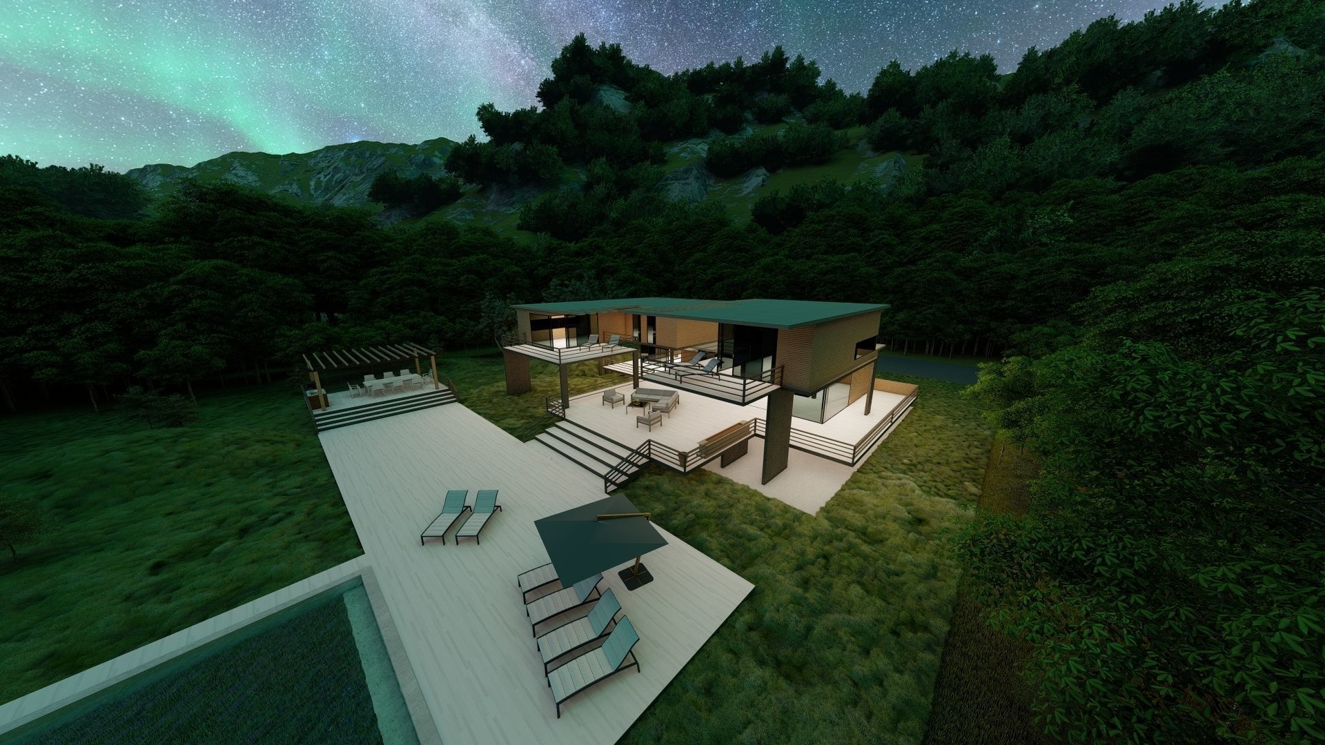 Casa Scene-villa-modern house 3D model_6