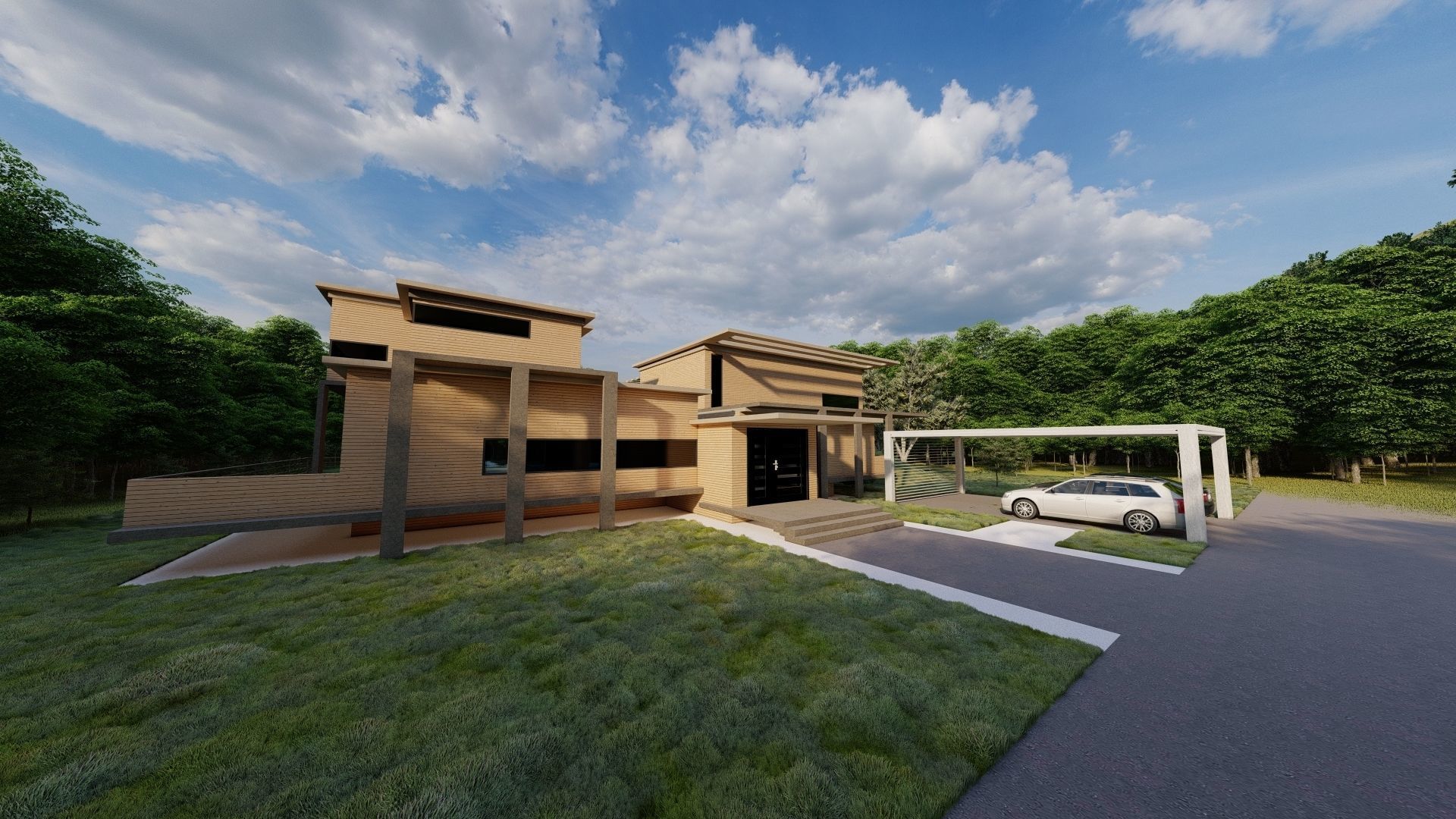 Casa Scene-villa-modern house 3D model_2