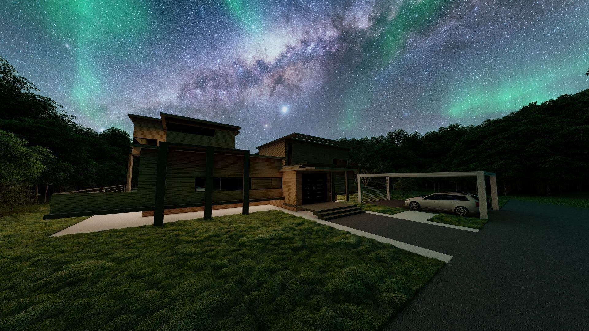 Casa Scene-villa-modern house 3D model_3