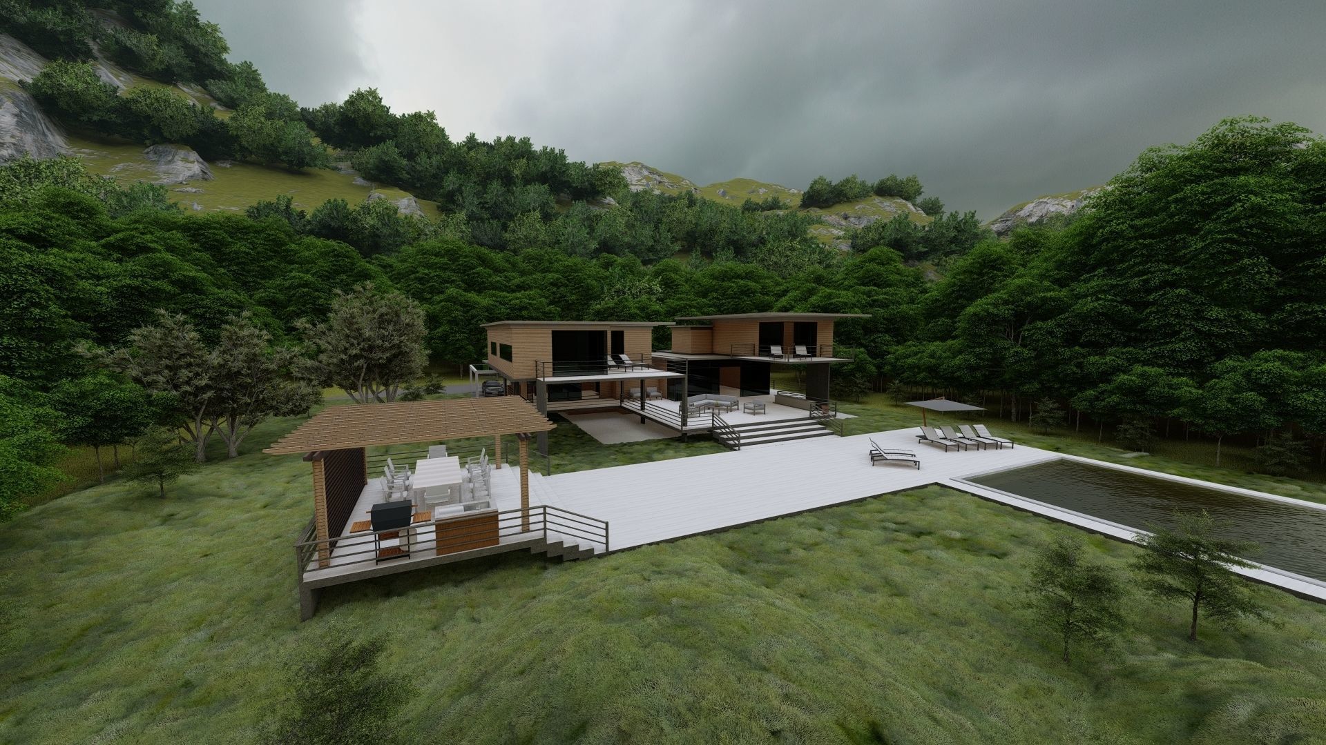Casa Scene-villa-modern house 3D model_9