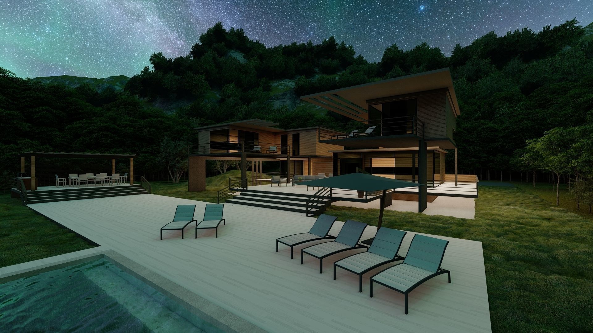 Casa Scene-villa-modern house 3D model_23