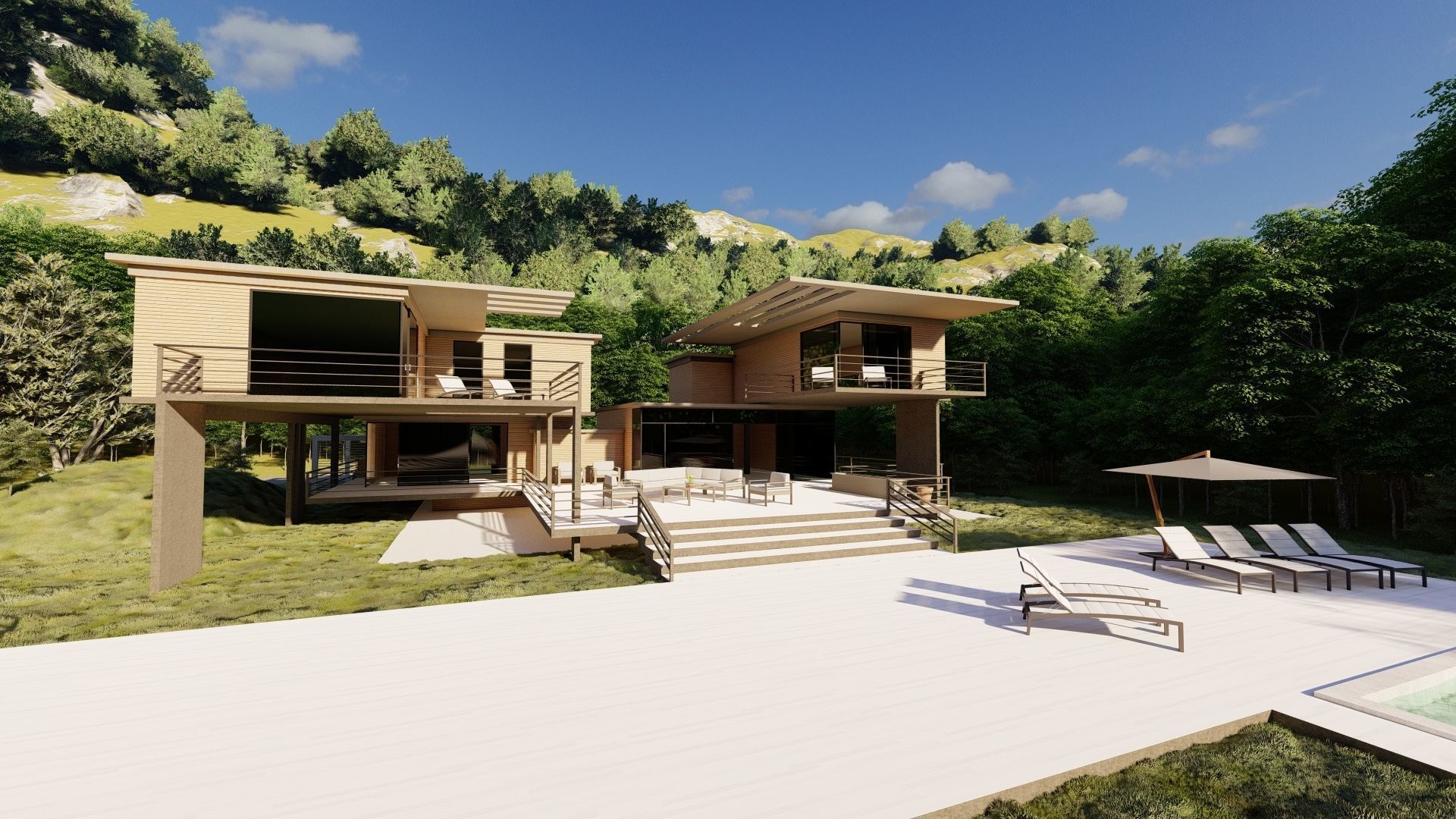 Casa Scene-villa-modern house 3D model_8
