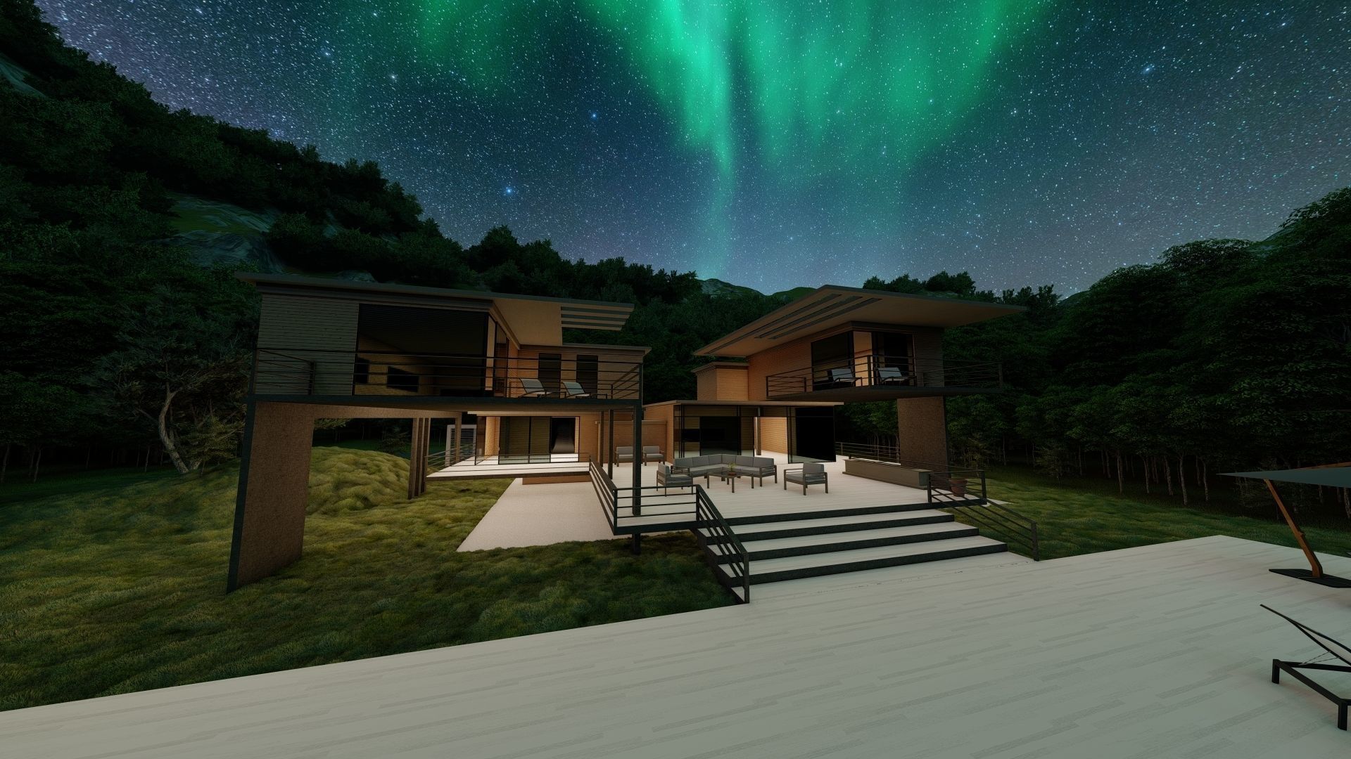 Casa Scene-villa-modern house 3D model_19