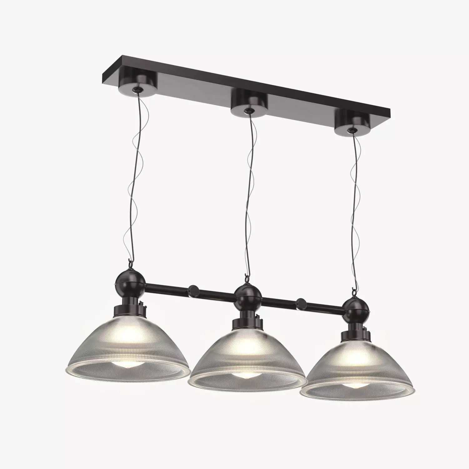 Holophane Glass and Brass Gas Lamp Pendant 3D model_0