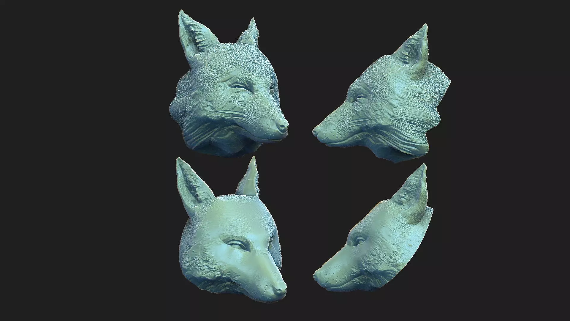 fox heads  3D print model_0