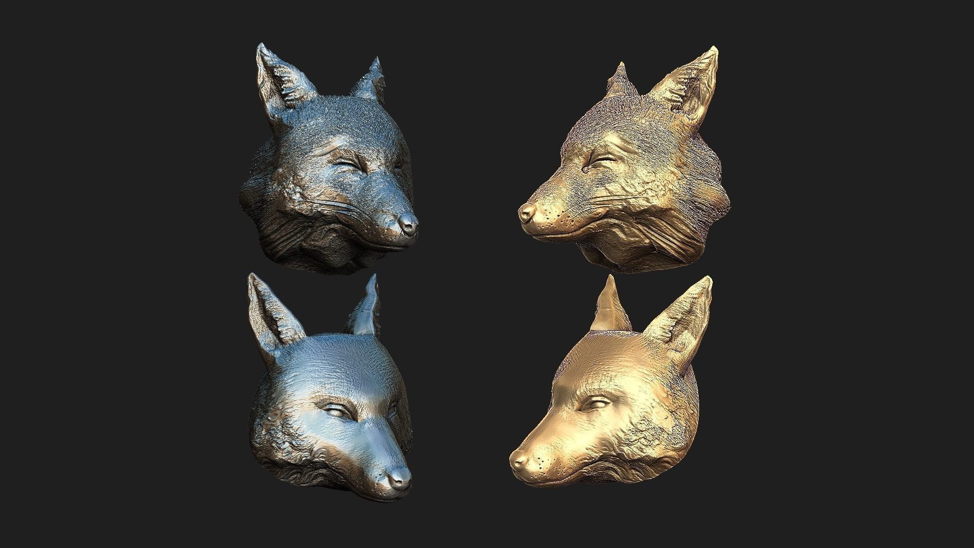 fox heads  3D print model_5