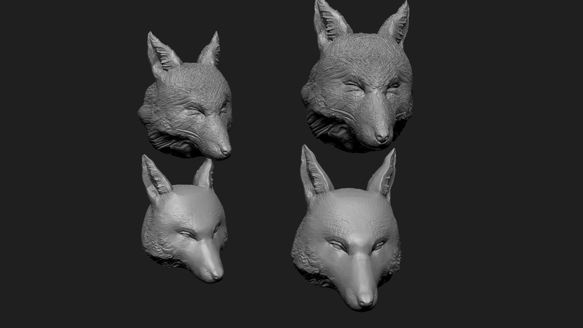 fox heads  3D print model_3