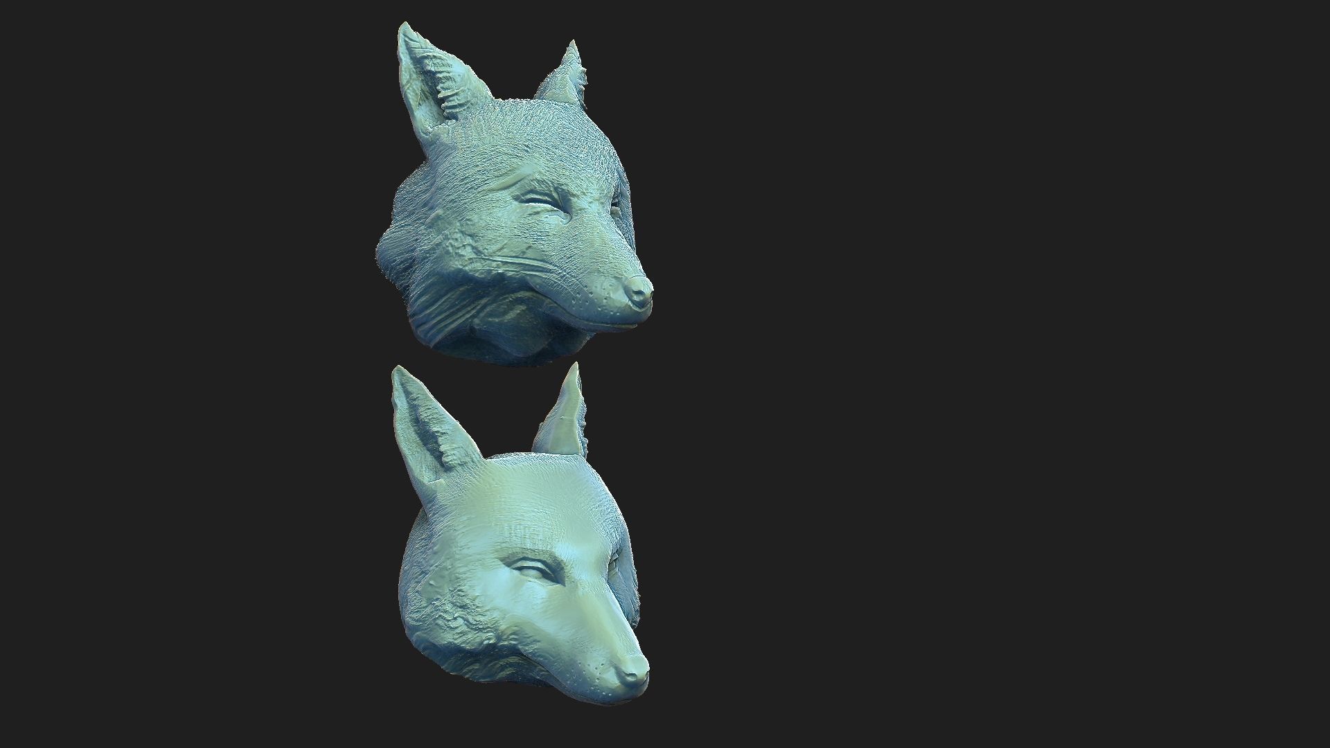 fox heads  3D print model_4