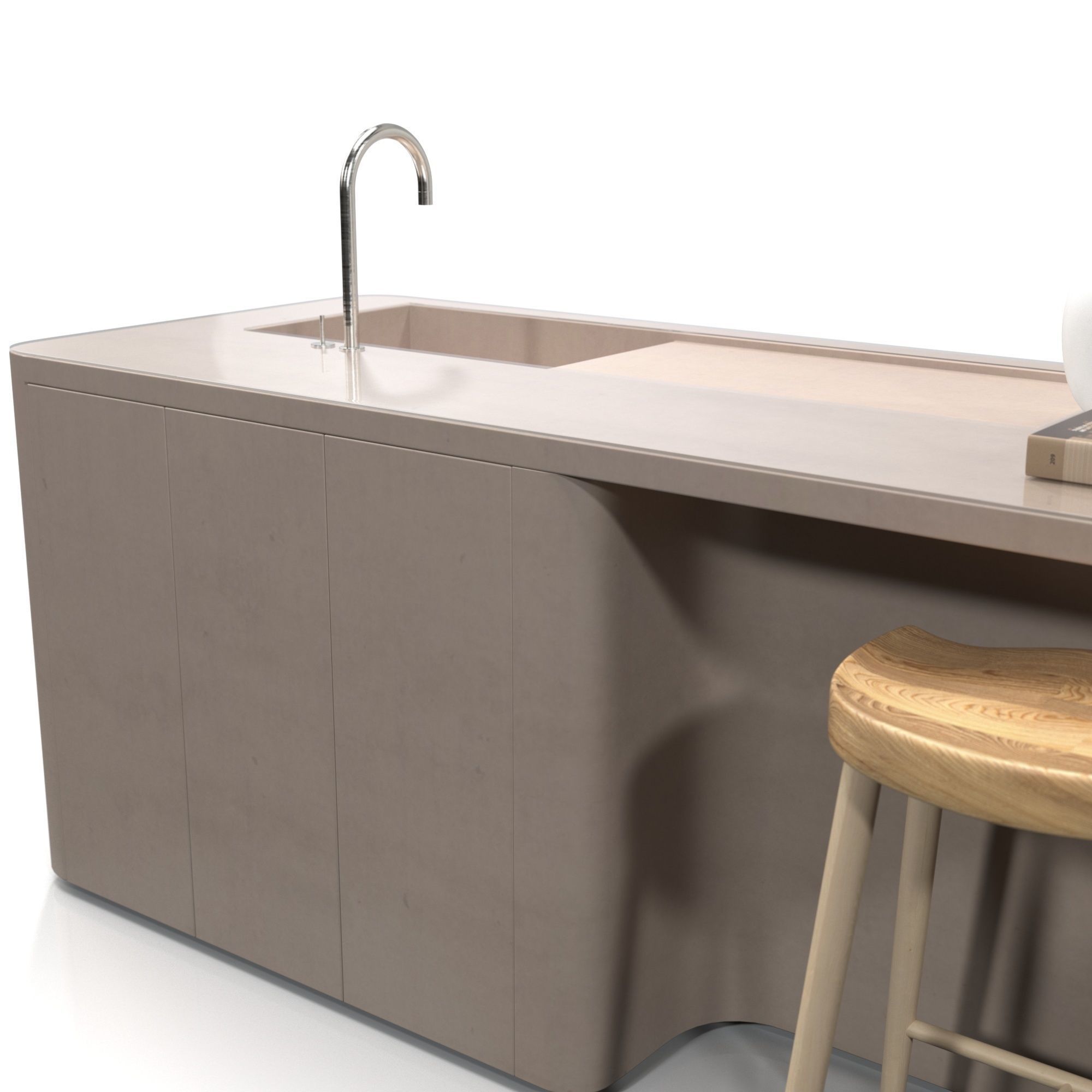 Kitchen Island Countertop 03 PBR 3D model_3