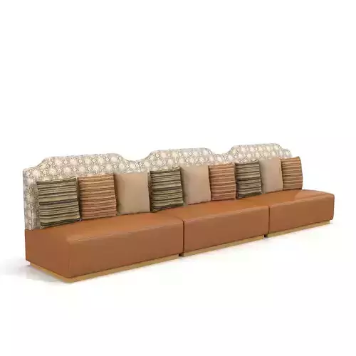 Leather And Wpholstered Banquette Sofa With Cushion PBR