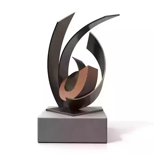 Metal And Wood With Stone Base Sculpture PBR