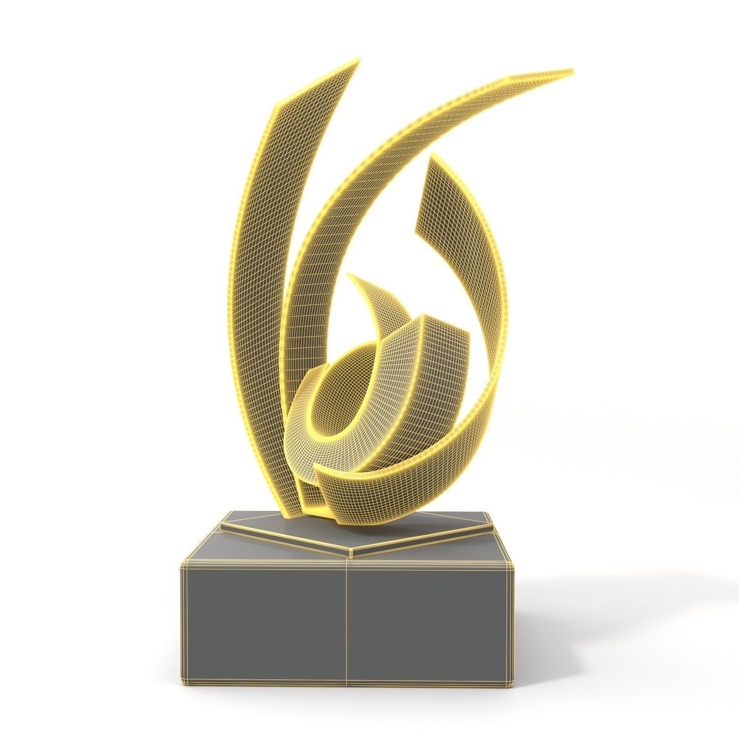 Metal And Wood With Stone Base Sculpture PBR 3D model_5