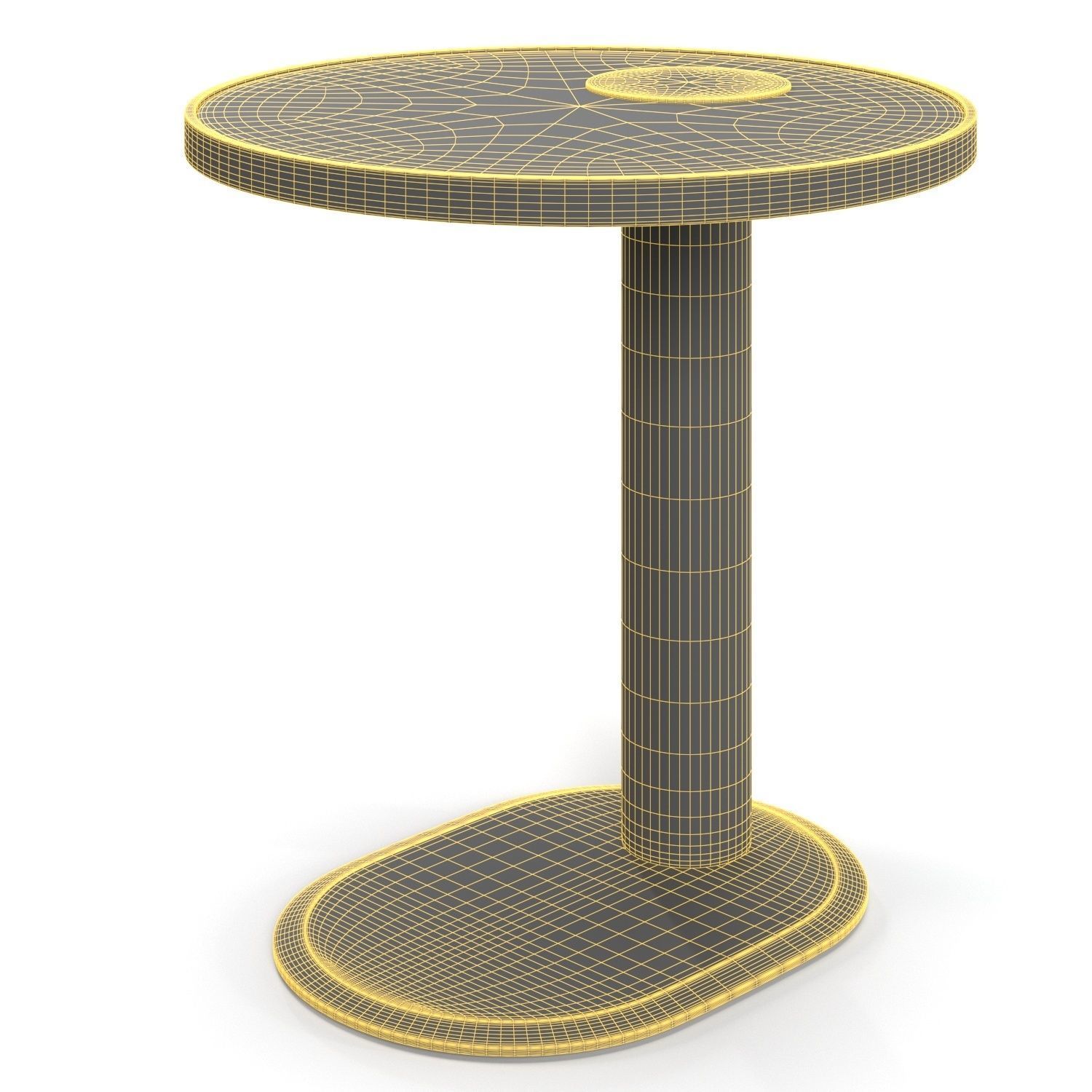 Metal Base And Top Laminated Glass Side Table 3D model_5