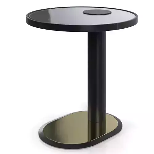 Metal Base And Top Laminated Glass Side Table