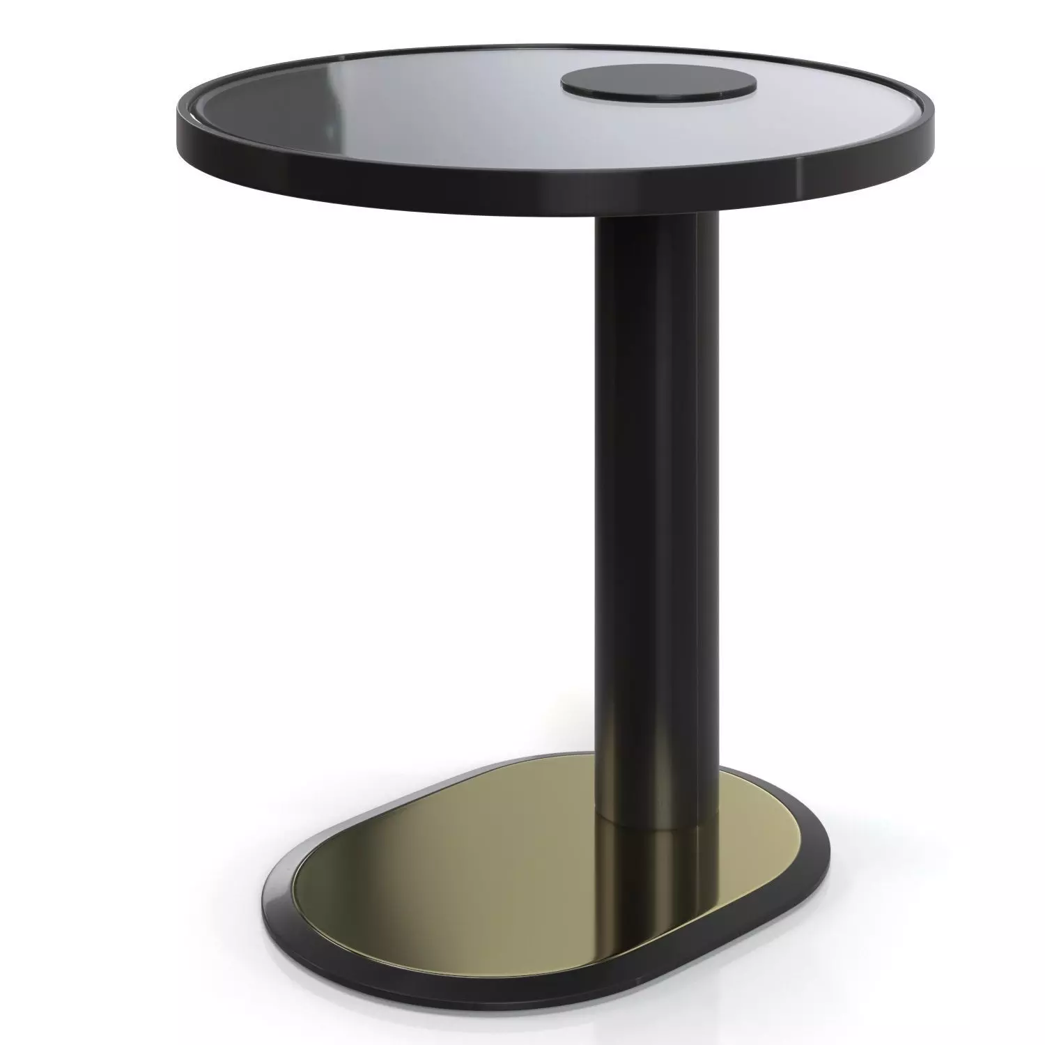 Metal Base And Top Laminated Glass Side Table 3D model_0