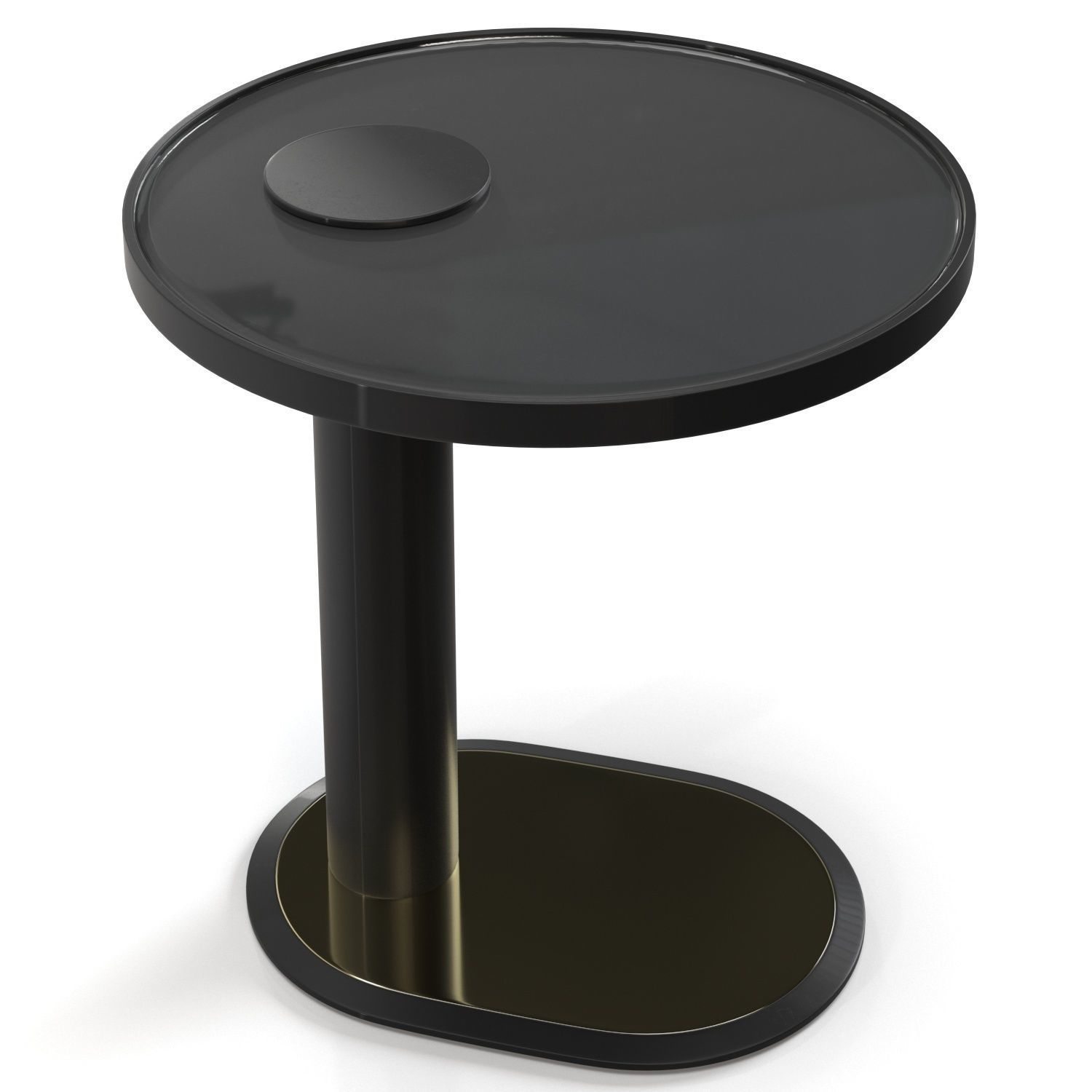 Metal Base And Top Laminated Glass Side Table 3D model_4