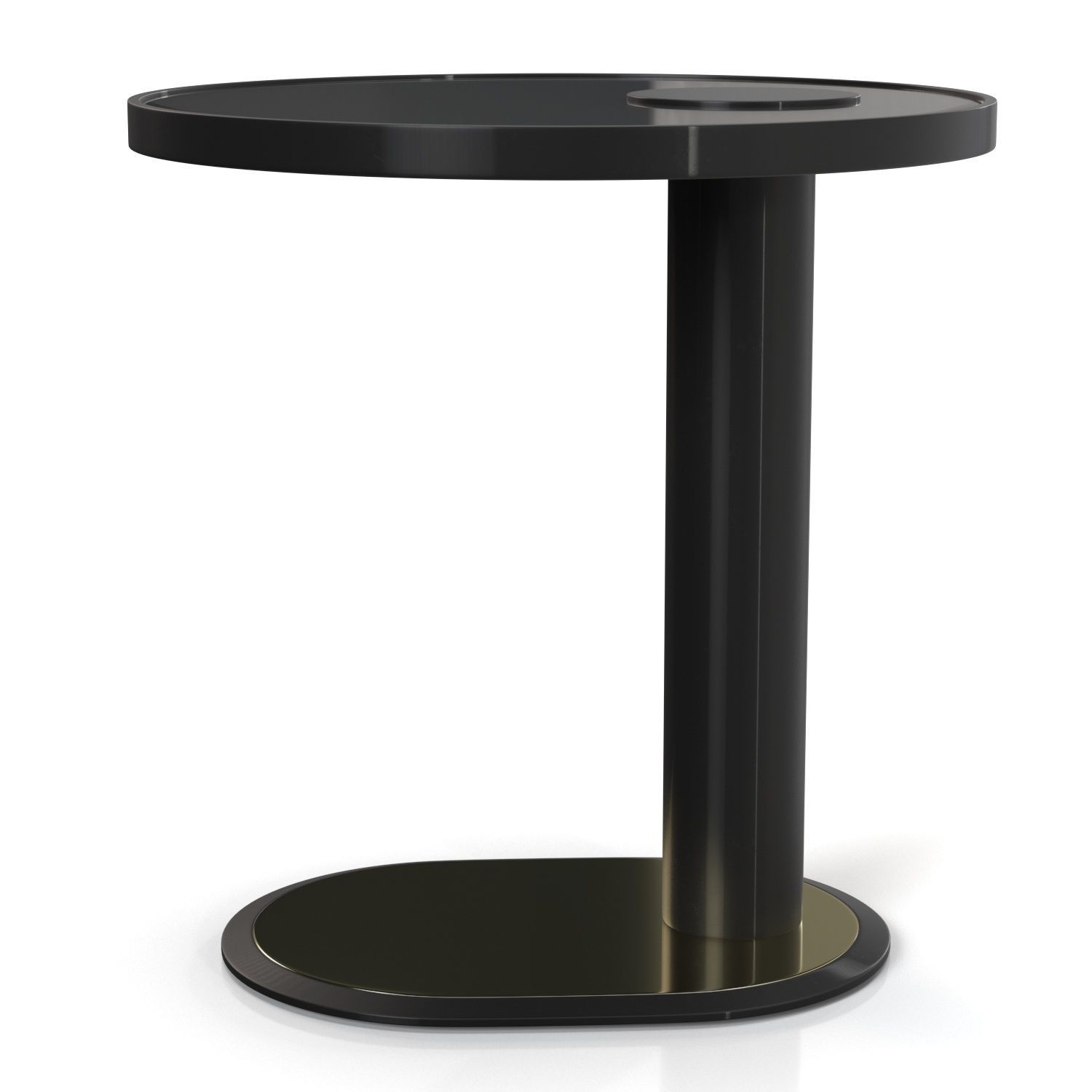 Metal Base And Top Laminated Glass Side Table 3D model_1